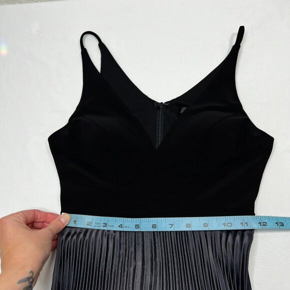 Aqua Pleated Shimmer Gown Black Silver Purple Metallic Maxi Dress Sleeveless 0 - Picture 10 of 15